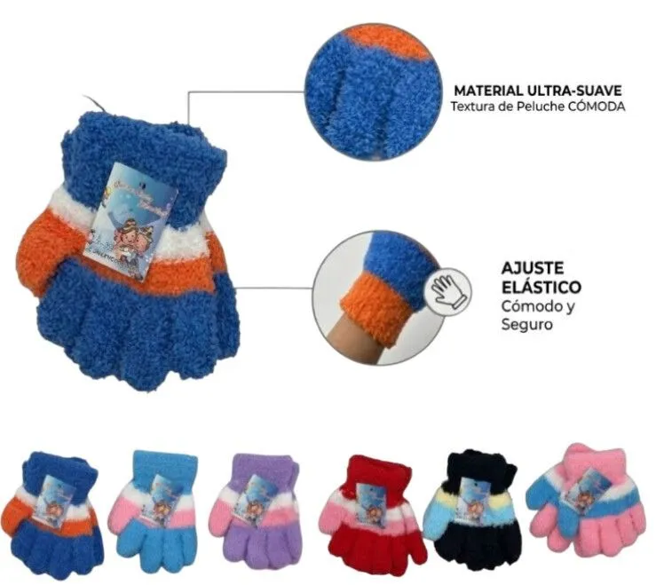 GUANTE DE POLAR PARA NIÑOS DE 3 a 6 AÑOS - EN COLORES / VENTA X UNIDAD