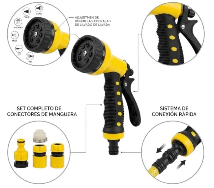 PISTOLA DE RIEGO CON BOQUILLAS AJUSTABLES - JK-4411 /JK4411 / KM4411 / KM-4411