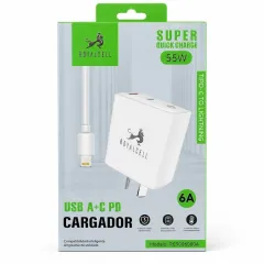 CARGADOR 55W  6A - SALIDA TIPO C - CABLE USB DE TC A IPH - RC9006000AIPH