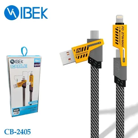 CABLE USB MALLADO 4 EN 1 TYPE C - LIGHTNING - V8 - IBEK CB-2405 / CB2405