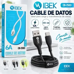 CABLE USB TIPO C - 6A - ENGOMADO - IBEK  - CB2503 / CB-2503