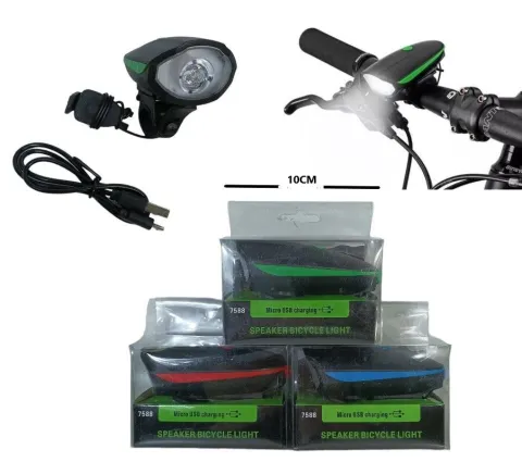 LUZ PARA BICI RECARGABLE CON BOCINA / LED-83122 / LED83122