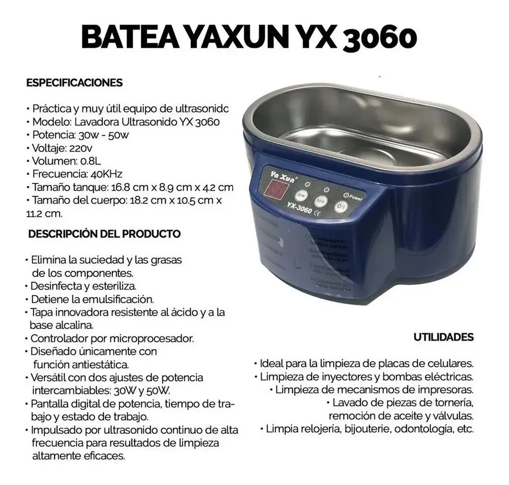 CUBA DE ULTRASONIDO -YAXUN- YX-3060