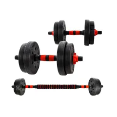 Set ajustable  mancuernas + barra de 10 kg