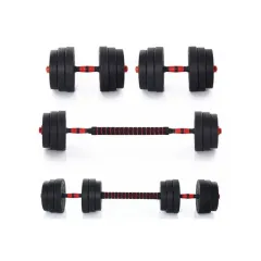 Set ajustable  mancuernas + barra de 25 kg