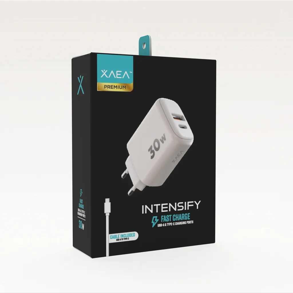 CARGADOR 220V X-C015 - INTENSIFY - 1USB 1TC + CABLE USB A TIPO C - XAEA - BLANCO