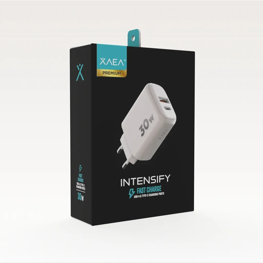 CARGADOR 220V X-C015 - INTENSIFY (S/CABLE) - 1USB 1TC - XAEA - BLANCO