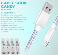 CABLE USB LIGHTNING X-092 - SOOK CANDY - XAEA - VIOLETA