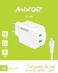 CARGADOR RED M-006 - 12W - 2USB + CAB MICRO -MIXOR-BLANCO