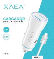 CARGADOR COCHE X-035 - 2,4A 2 USB + Cable TC XAEA - BLANCO