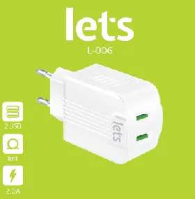 CARGADOR RED L-006 - 10W - 2USB - LETS - BLANCO