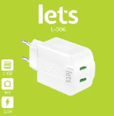 CARGADOR RED L-006 - 10W - 2USB - LETS - BLANCO