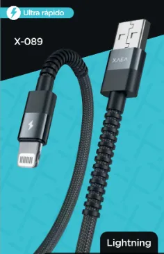 CABLE USB X-089 LIGHTNING - XAEA - PLATA