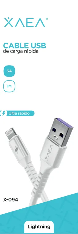 CABLE USB X-094 LIGHTNING - XAEA - BLANCO