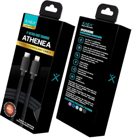 CABLE TIPO C - LIGHTNING MODX-098 - ATHENEA - XAEA - NEGRO