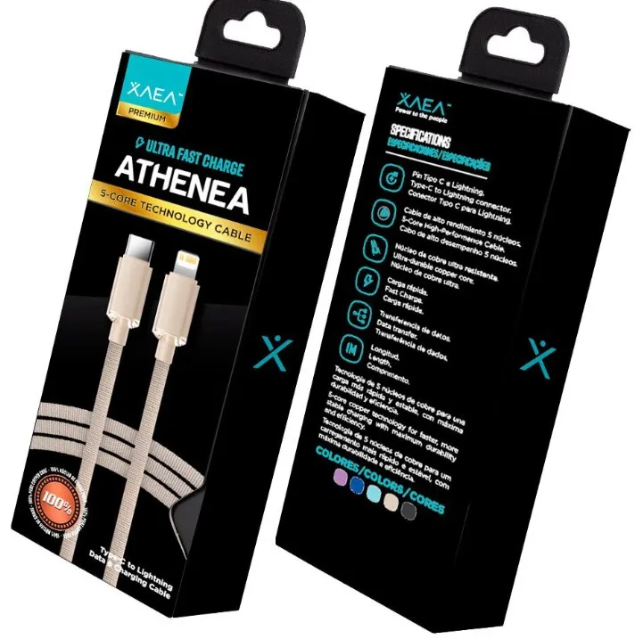 CABLE TIPO C - LIGHTNING MODX-098 - ATHENEA - XAEA - LILA