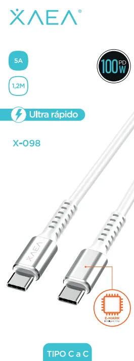 CABLE TIPO C -TIPO C /PD-100W X-098 - XAEA BLANCO