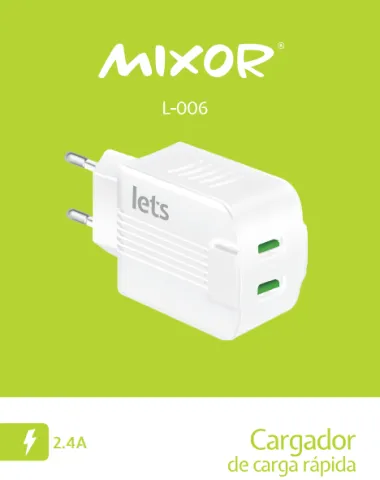 CARGADOR RED M-006 - 12W - 2USB - MIXOR - BLANCO