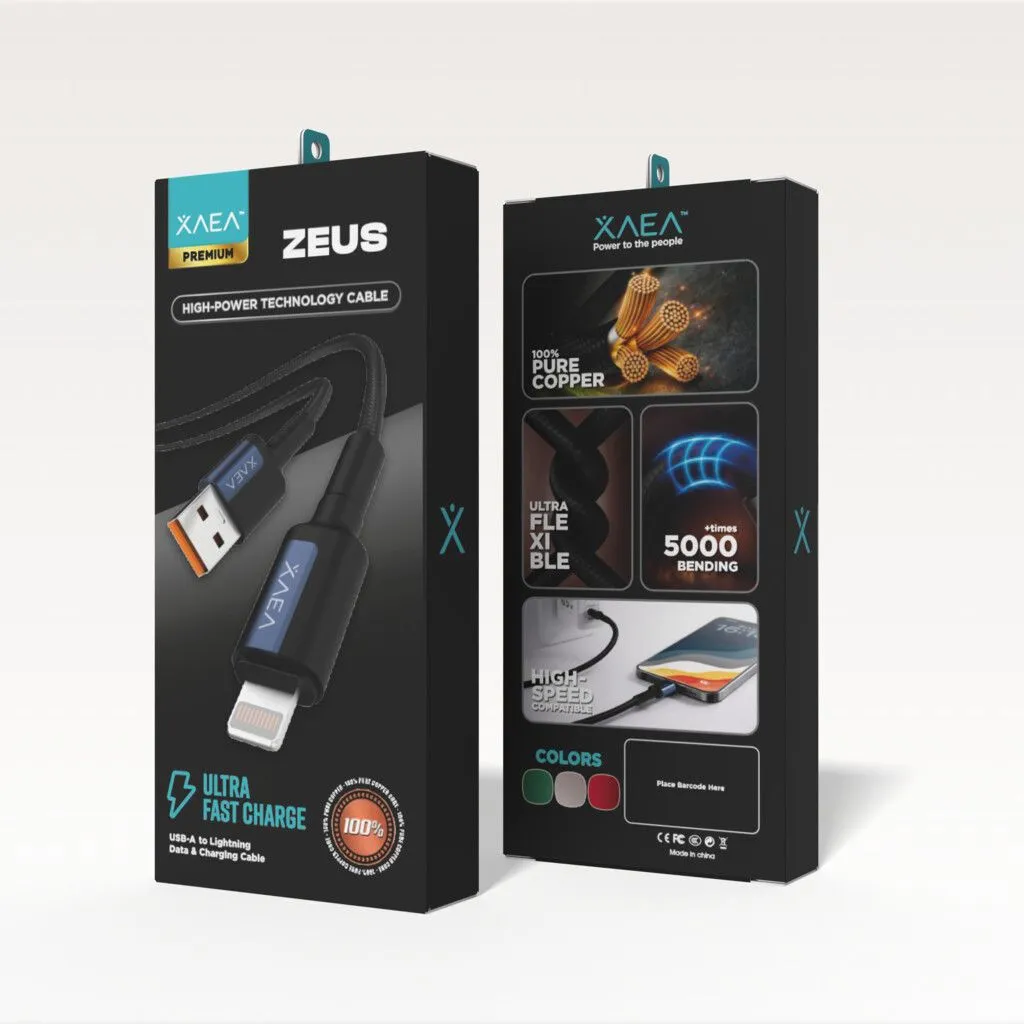 CABLE ZEUS TIPO USB-LIGHTNING MODX-00MF - XAEA - AZUL METAL