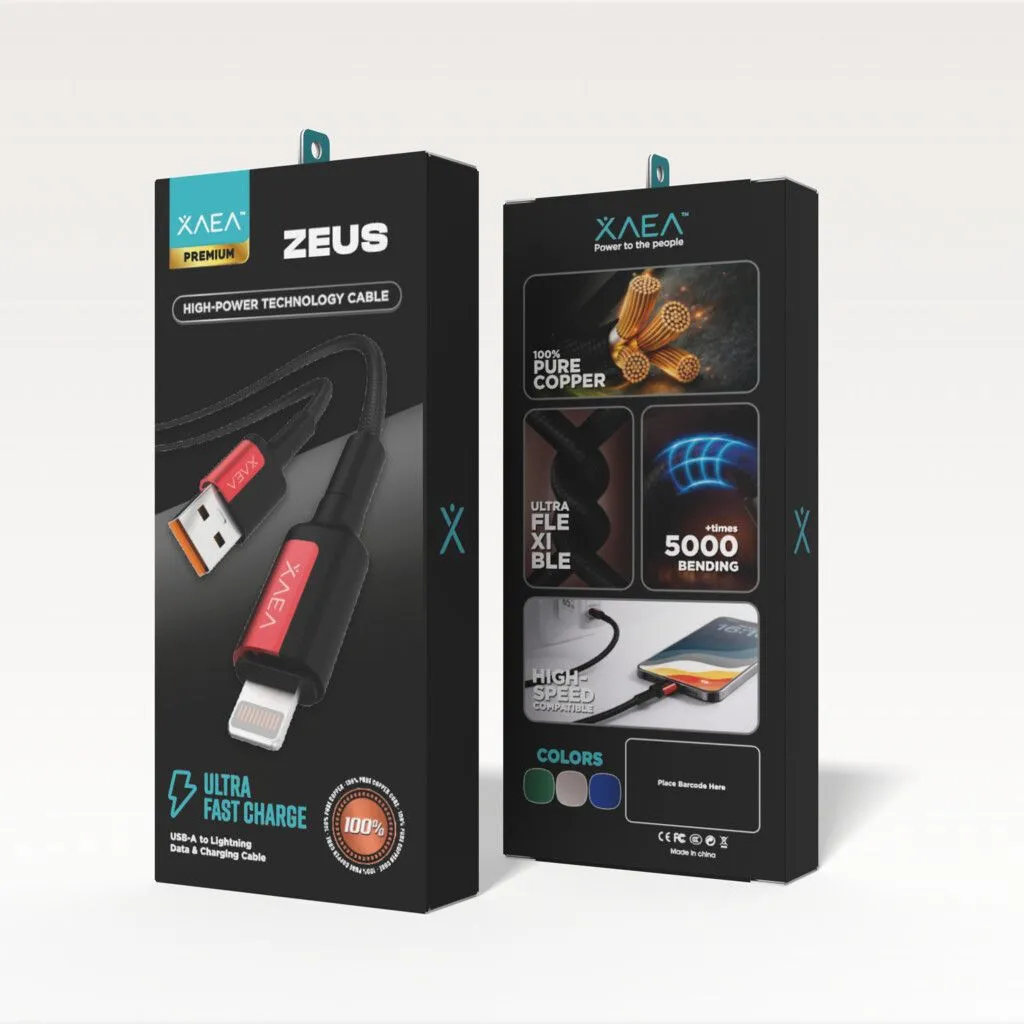 CABLE ZEUS TIPO USB-LIGHTNING MODX-00MF - XAEA - ROJO