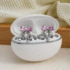 MANOS LIBRES TWS FEMENINO MODX-00KX + ACCESORIOS PATRÓN DE LAZO ROSA x2