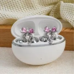 MANOS LIBRES TWS FEMENINO MODX-00KX + ACCESORIOS PATRÓN DE LAZO ROSA x2