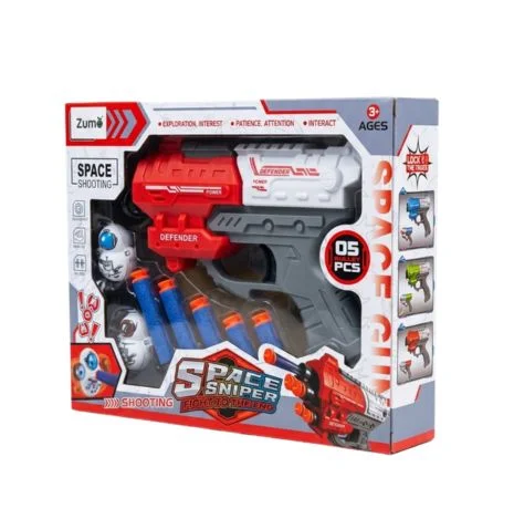 PISTOLA ESPACIAL MULTIDARDOS SARZ-006 - ZUMO - ROJO