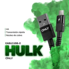 CABLE USB MOD 89 HULK - ONLY - TIPO C - 4 A - NEGRO - foto 4