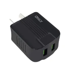 CARGADOR 220V ONLY MOD06 - 2 USB + CABLE V8 - NEGRO - foto 2