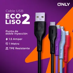 CABLE USB MOD 118 ECO LISO 2 - YEXA - V8 - ROJO - foto 3