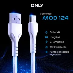 CABLE USB MOD 124 ECO CLASSIC - YEXA - V8 - BLANCO - foto 2