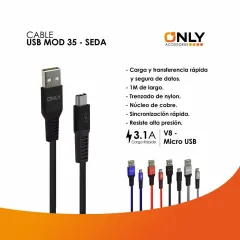 CABLE USB MOD 35 - SEDA - V8 - NEGRO - foto 4