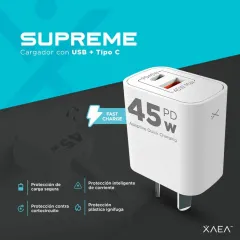 ADAPTADOR-CARGADOR 220V MODX-004 SUPREME - 5A - 1USB + TIPO C - XAEA - foto 3