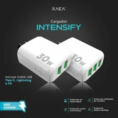 CARGADOR 220V MODO-A015 INTENSIFY - 2USB + CABLE V8 - XAEA - foto 4