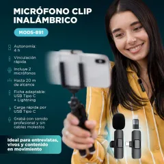MICROFONO CLIP INALAMBRICO DOBLE ADAP TC + IP - MODS-891 - STOCK - foto 4