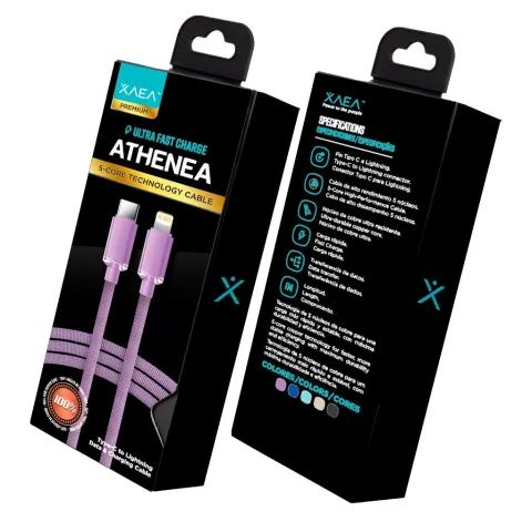 CABLE TIPO C - LIGHTNING MODX-098 - ATHENEA - XAEA - LILA