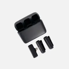 MICROFONO INALAMBRICO DOBLE CON ALMACENADOR DE CARGA MODV-003R - VARIOS - NEGRO - foto 2