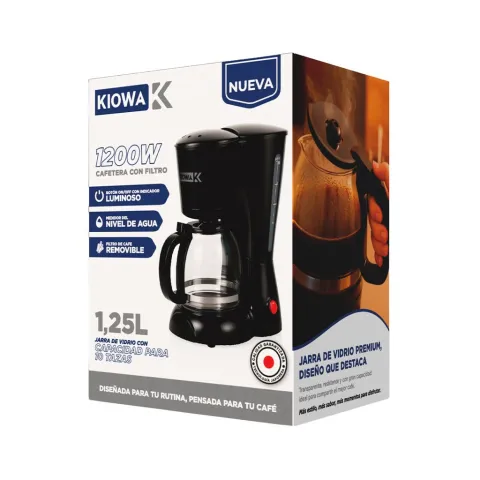CAFETERA FILTRO 1200W 1.25L MODK-0057 - KIOWA - NEGRO