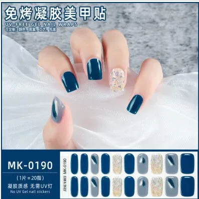 UÑAS GEL STICKERS UV-FREE CON DISEÑO MODV-00LW - VARIOS - AZUL