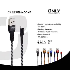 CABLE USB MOD 47 - TIPO C - 2.4 Amp NEGRO - foto 4