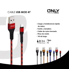 CABLE USB MOD 47 - TIPO C - 2.4 Amp ROJO - foto 4
