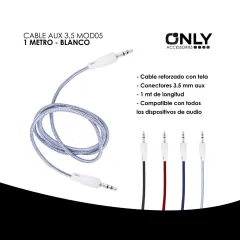CABLE AUX 3,5 MOD05 - 1 METRO - BLANCO - foto 4