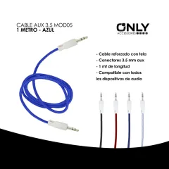 CABLE AUX 3,5 MOD05 - 1 METRO - AZUL - foto 4