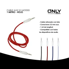 CABLE AUX 3,5 MOD05 - 1 METRO - ROJO - foto 4