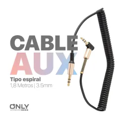 CABLE AUX 3,5 MOD69 - 1,8 METROS - SPIRAL - NEGRO - foto 4