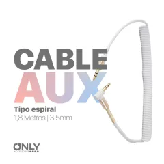 CABLE AUX 3,5 MOD69 - 1,8 METROS - SPIRAL - BLANCO - foto 4