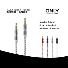 CABLE AUX 3,5 MOD75 - 2 METROS - METAL - BLANCO - foto 3