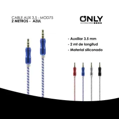 CABLE AUX 3,5 MOD75 - 2 METROS - METAL - AZUL - foto 3