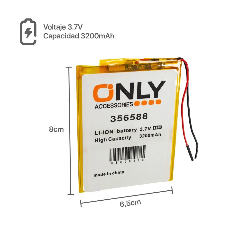 BATERIA DE TABLET 356588 - 3200mAh - 6.5 x 8 cm