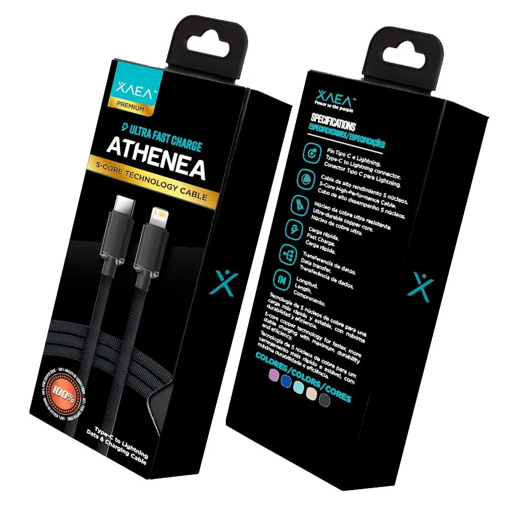 CABLE TIPO C - LIGHTNING MODX-098 - ATHENEA - XAEA - NEGRO